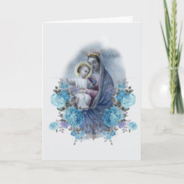 Religieuze Maagd Maria Bloemstuk Katholiek Vintage Kaart