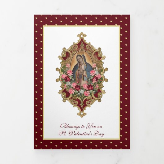 Religieuze Maagd Maria Guadalupe Gebeds Valentijn  Drieluik Kaart (Cover)