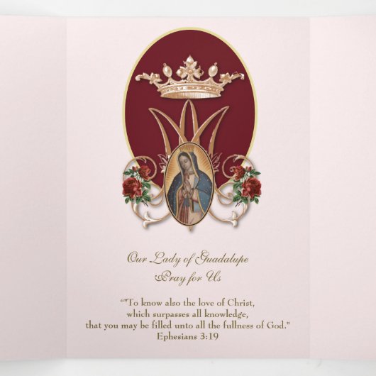 Religieuze Maagd Maria Guadalupe Gebeds Valentijn  Drieluik Kaart (Binnenkant midden)