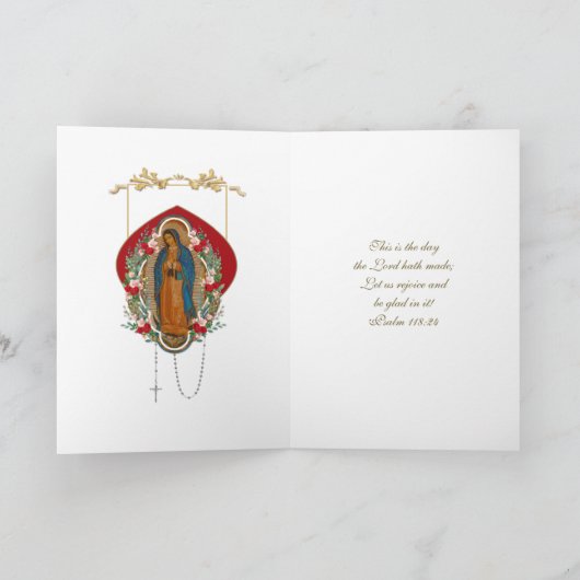 Religieuze Maagd Maria Guadalupe Spaanse Feestkaar Kaart (Binnen)