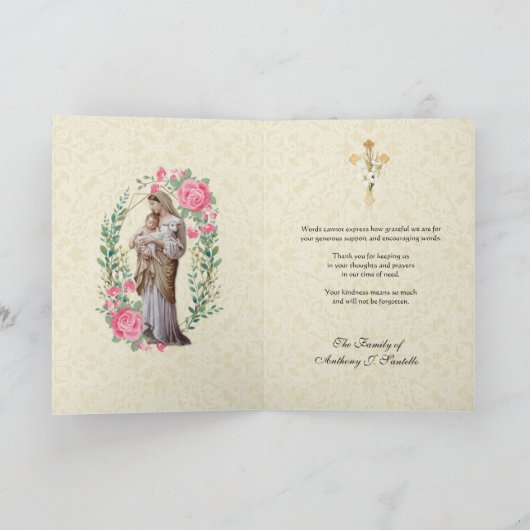 Religieuze Maagd Maria Jezus condoleance Dank u Bedankkaart (Binnen)