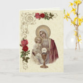 Religieuze Maagd Maria Jezus Eerste Heilige Commun Kaart (Gele Bloem)
