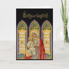 Religieuze Maagd Maria Jezus Glas-in-loodramen Kaart