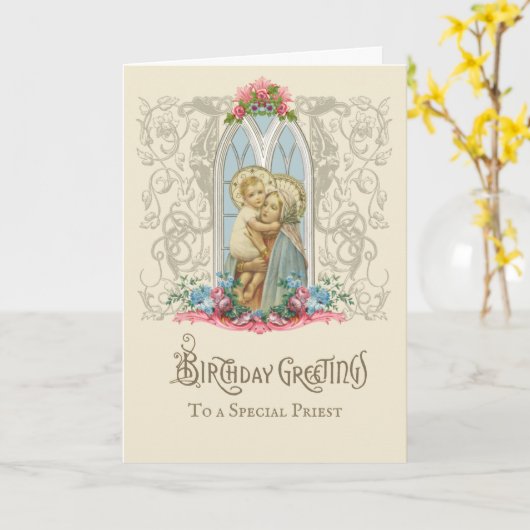 Religieuze Maagd Maria Jezus Katholieke Priester Kaart (Gele Bloem)