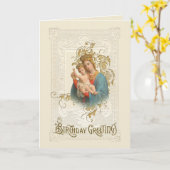 Religieuze Maagd Maria Jezus Katholieke Verjaardag Kaart (Gele Bloem)