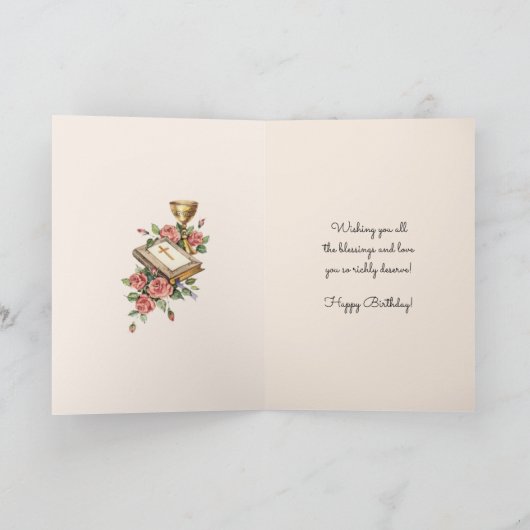 Religieuze Maagd Maria Jezus Lam Chalice Bijbel Kaart (Binnen)