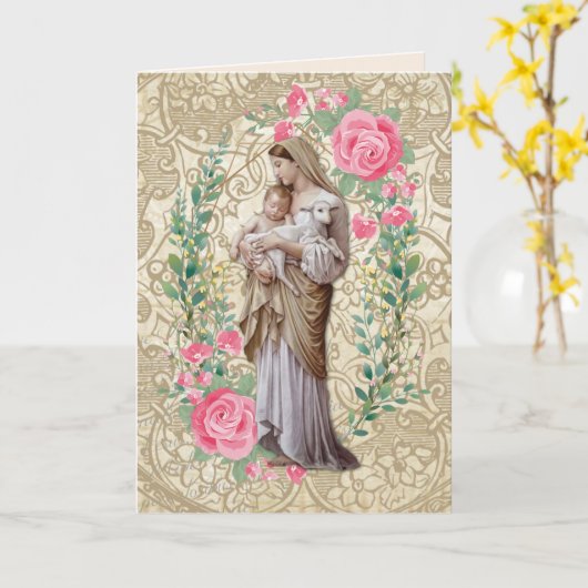 Religieuze Maagd Maria Jezus Lam Chalice Bijbel Kaart (Gele Bloem)