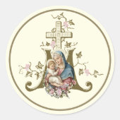 Religieuze Maagd Maria Jezus Maria Kruis Ronde Sticker (Voorkant)