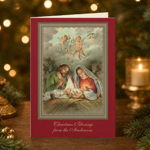 Religieuze Maagd Maria Jezus Schrift Kerstmis Feestdagen Kaart