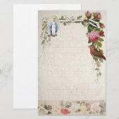 Religieuze Maagd Maria  Katholieke Bloemen Briefpapier (Voorkant / Achterkant)