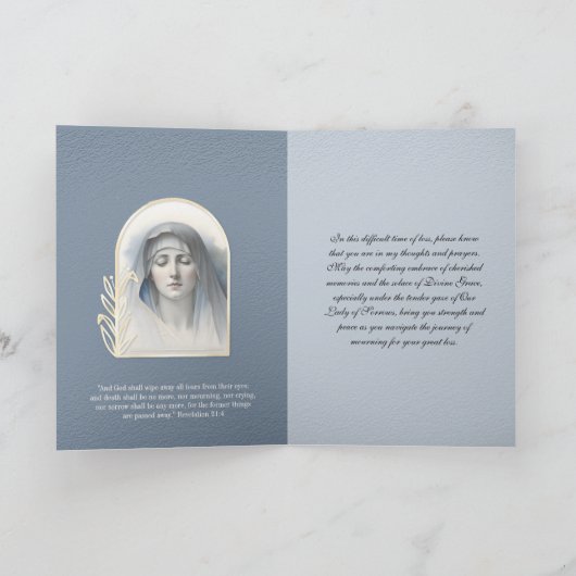 Religieuze Maagd Maria Katholieke condoleance Kaart (Binnen)
