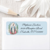 Religieuze Maagd Maria Katholieke Floral Cla Etiket (Insitu)