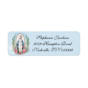 Religieuze  Maagd Maria Katholieke Floral Cla Etiket