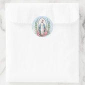 Religieuze  Maagd Maria Katholieke Floral Ronde Sticker (Tas)