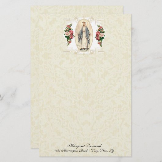 Religieuze Maagd Maria  katholieke Rozen (Voorkant / Achterkant)