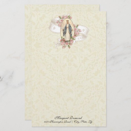 Religieuze Maagd Maria  katholieke Rozen (Voorkant / Achterkant)