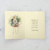 Religieuze Maagd Maria Kruis Bloemen Verjaardag Ho Feestdagen Kaart (Binnen)