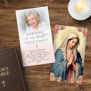 Religieuze Maagd Maria Kruis Foto Gebedskaart Visitekaartje