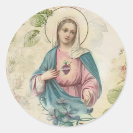 Religieuze Maagd Maria Onbevlekt Hart  Ronde Sticker