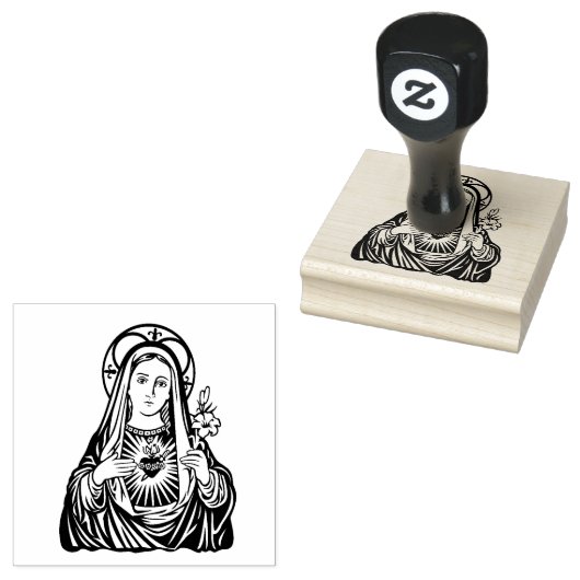 Religieuze Maagd Maria Onbevlekt Hart Rubberstempel (Gestempeld)