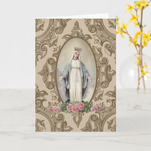 Religieuze Maagd Maria Onze-Lieve-Vrouw van Genade Kaart (Gele Bloem)