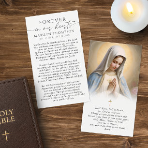 Religieuze Maagd Maria Rouwbetuiging Gebedskaart Visitekaartje