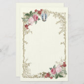 Religieuze Maagd Maria Roze Rozen Bloemen Briefpapier (Voorkant / Achterkant)