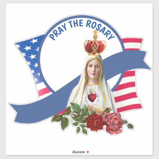 Religieuze Maagd Maria Rozen Fatima Vlag Sticker (Vel)