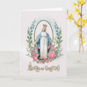 Religieuze Maagd Maria Rozen Katholieke Verjaardag Kaart (Gele Bloem)