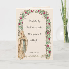 Religieuze Maagd Maria Rozenkrans Schrift Floral Kaart