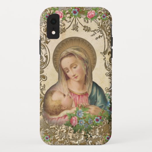 Religieuze maagd Mary Baby Jesus Floral Case-Mate iPhone Case (Achterkant)