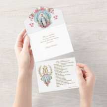 Religieuze Maagd Mary Blue Floral Birthday 