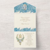 Religieuze Maagd Mary Blue Jubileum  All In One Uitnodiging (Binnen)