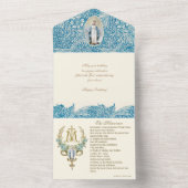 Religieuze Maagd Mary Blue Jubileum  Alle All In One Uitnodiging (Binnen)