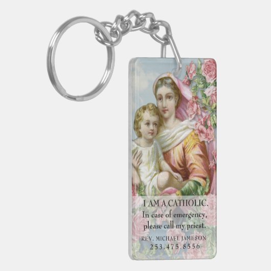 Religieuze  Maagd Mary en Jezus Rozen  Sleutelhanger (Voorkant Links)