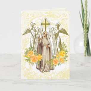 Religieuze Maagd Mary Fatima  Floral Card Kaart
