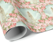 Religieuze Maagd Mary Fatima Roze  Rozen Cadeaupapier (Rol Hoek)