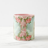 Religieuze Maagd Mary Fatima Roze  Rozen Tweekleurige Koffiemok (Center)