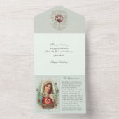 Religieuze Maagd Mary Floral  Birthday  All In One Uitnodiging (Binnen)