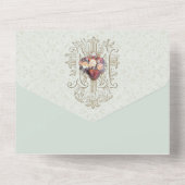 Religieuze Maagd Mary Floral  Birthday  All In One Uitnodiging (Achterkant)