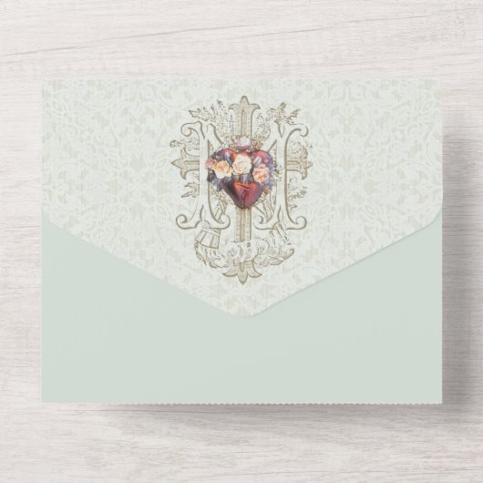 Religieuze Maagd Mary Floral  Birthday  All In One Uitnodiging (Achterkant)