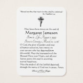 Religieuze Maagd Mary Floral Funeral Visitekaartje (Achterkant)