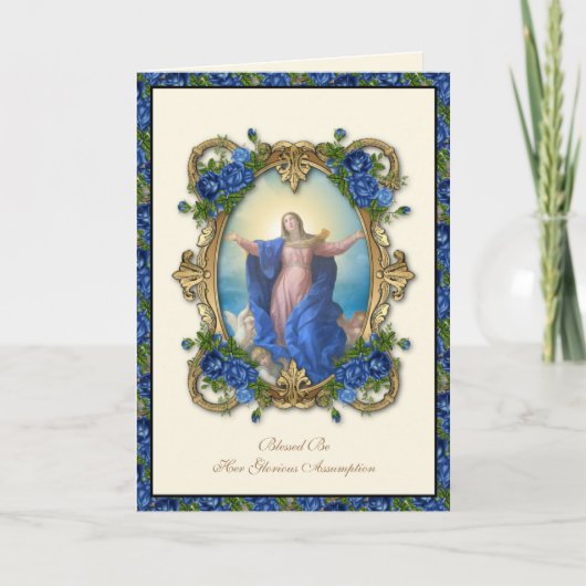 Religieuze Maagd Mary Floral-katholieke veronderst Kaart (Voorkant)