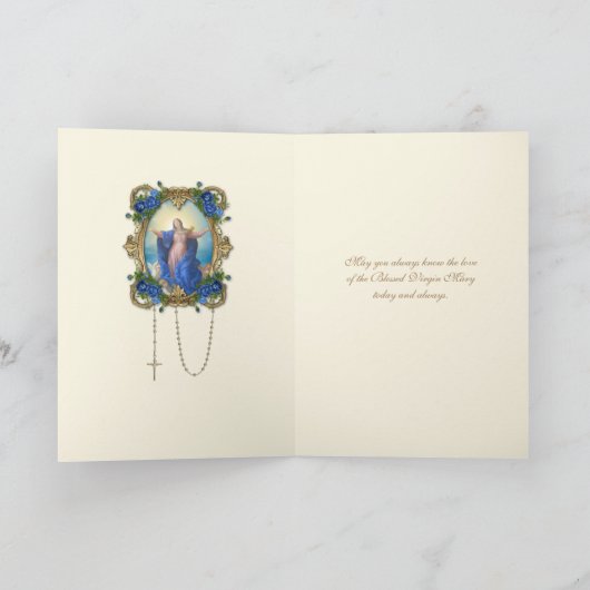 Religieuze Maagd Mary Floral-katholieke veronderst Kaart (Binnen)