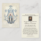 Religieuze maagd Mary Funeral Prayer Plaatskaartje (Voorkant / Achterkant)