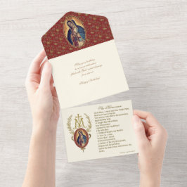 Religieuze Maagd Mary Guadalupe Floral Birthday All In One Uitnodiging