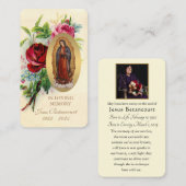 Religieuze maagd Mary Guadalupe katholieke begrafe Informatiekaartje (Voorkant / Achterkant)