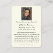 Religieuze maagd Mary Guadalupe katholieke begrafe Plaatskaartje (Achterkant)