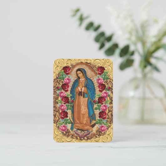 Religieuze maagd Mary Guadalupe katholieke begrafe Plaatskaartje (Staand voorkant)