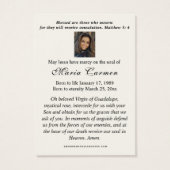 Religieuze maagd Mary Guadalupe katholieke begrafe Visitekaartje (Achterkant)